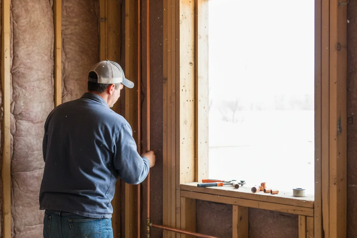 Licensed plumber running new copper supply lines in a Buffalo Prairie home