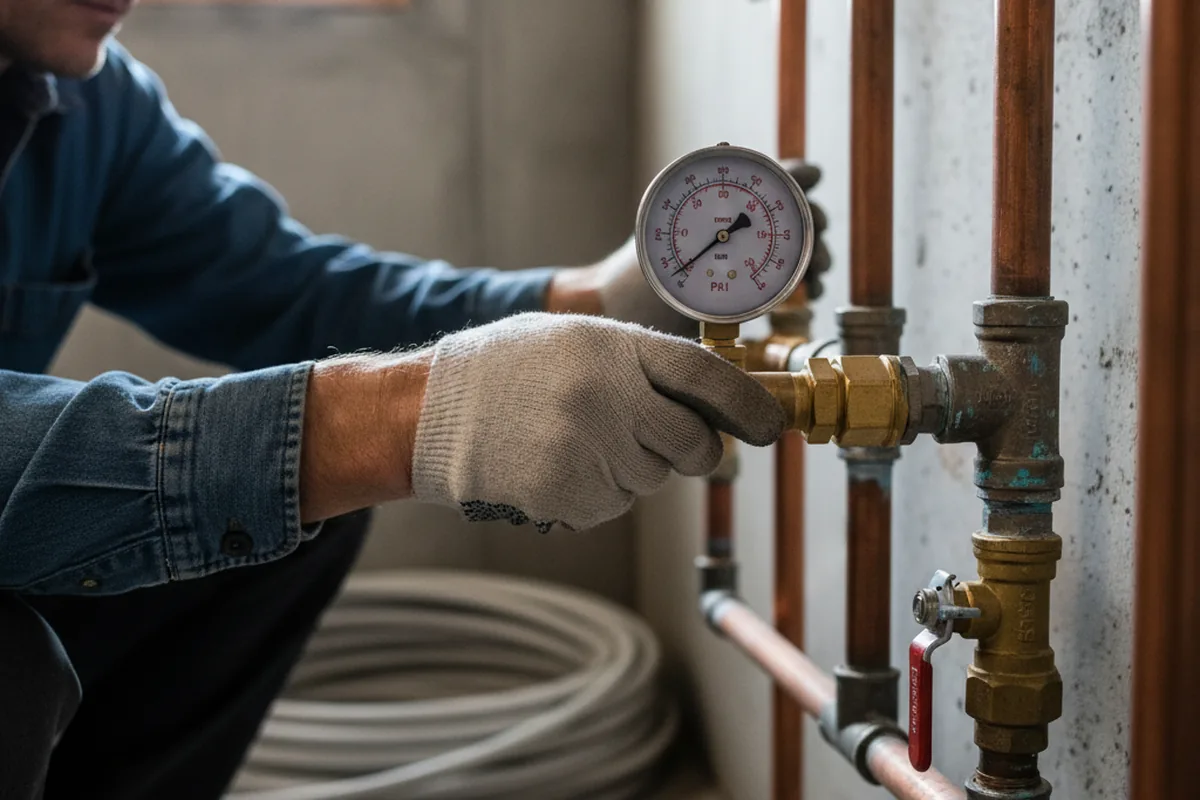 Pressure testing a repaired line during Water Line Repair in Buffalo Prairie